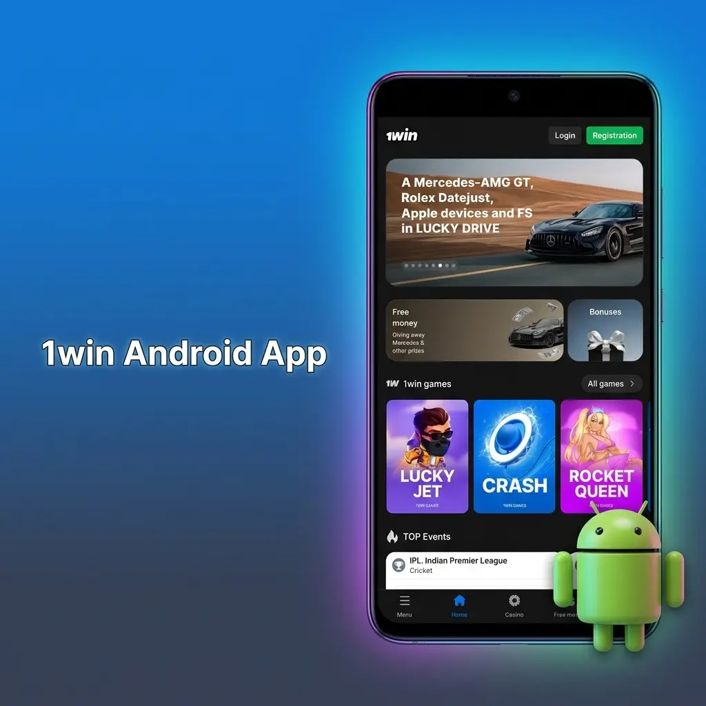 1win Android app download screen showing mobile betting and casino access for Indian users