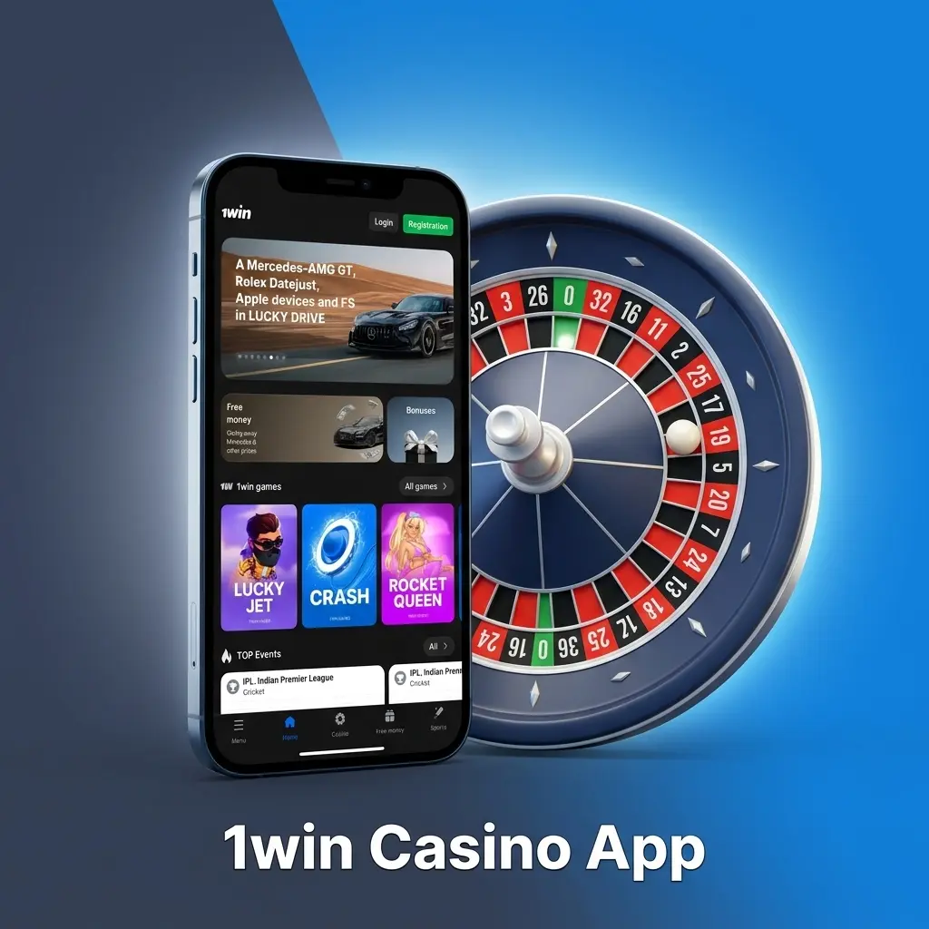 1win casino app displaying 11000+ games including slots, live dealer tables, and sports betting on smartphone