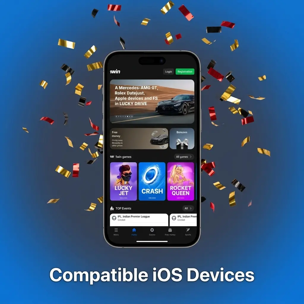 1win app compatible iOS devices list including iPhone X to 17 series and iPad Air and Pro models