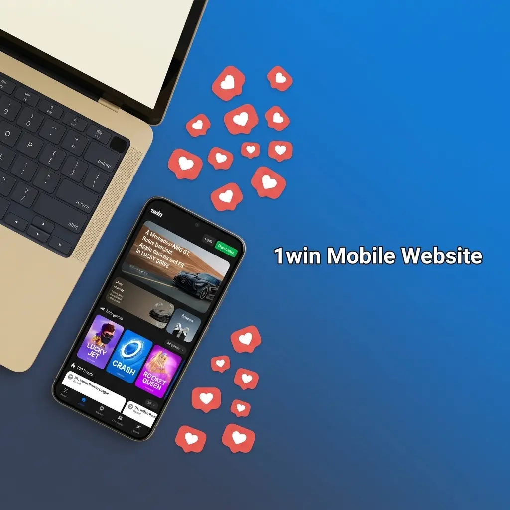 1win mobile website interface on smartphone browser showing sports betting and casino features, no download required