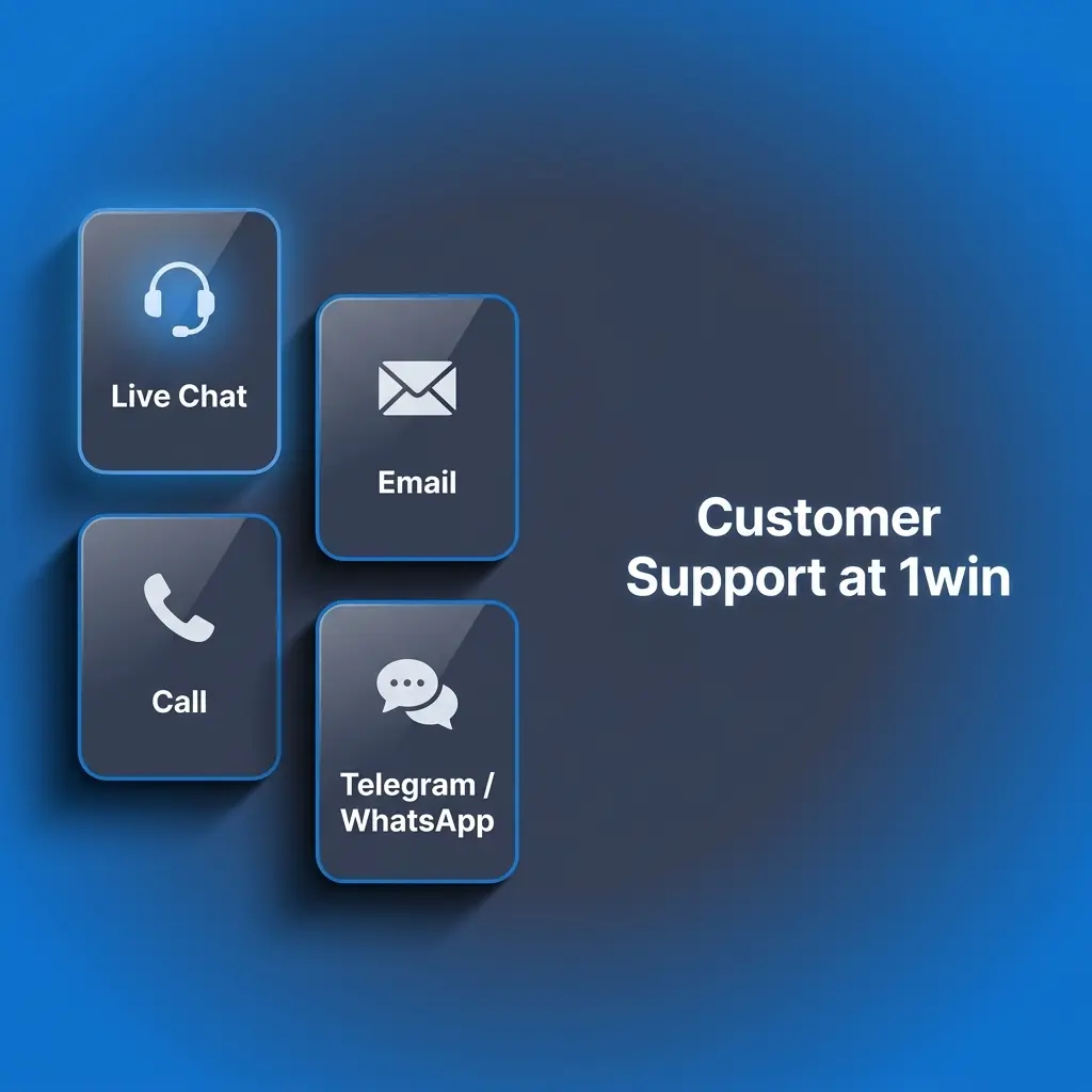 1win customer support options for India players including live chat, email, and Telegram available 24/7