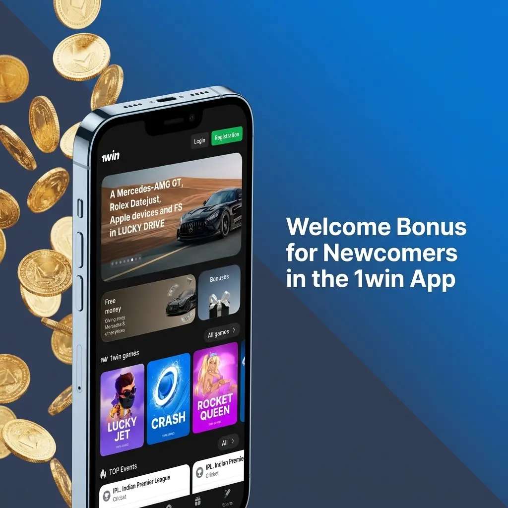 1win app welcome bonus offering 500% match up to ₹180,000 INR for new players on first four deposits